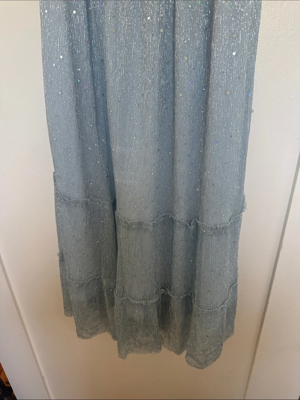 Zunie Light Blue Sparkle Tiered Maxi Dress for Girls